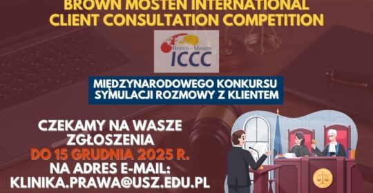 Międzynarodowy konkurs Brown Mosten ICCC – rusza rekrutacja w Klinice Prawa WPiA US!