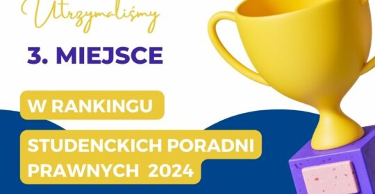 3. miejsce szczecińskiej Kliniki Prawa w ogólnopolskim rankingu!
