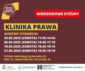 Weekendowe dyżury w Klinice Prawa WPiA US